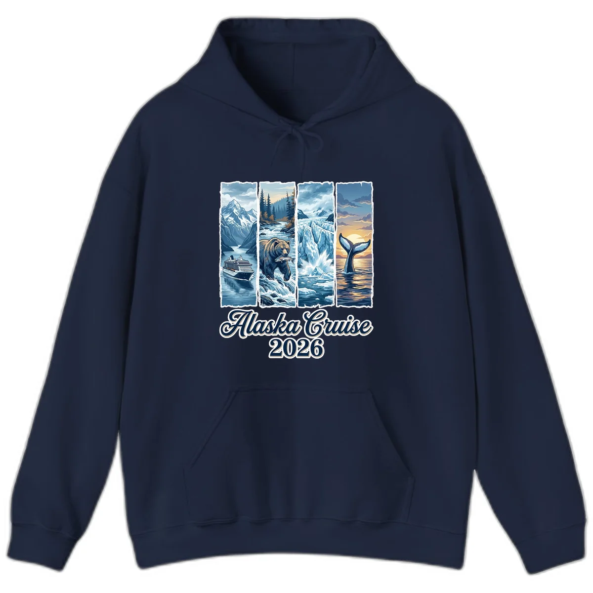 Alaska Cruise 2026 Scenic Adventure Collage Hoodie in Navy