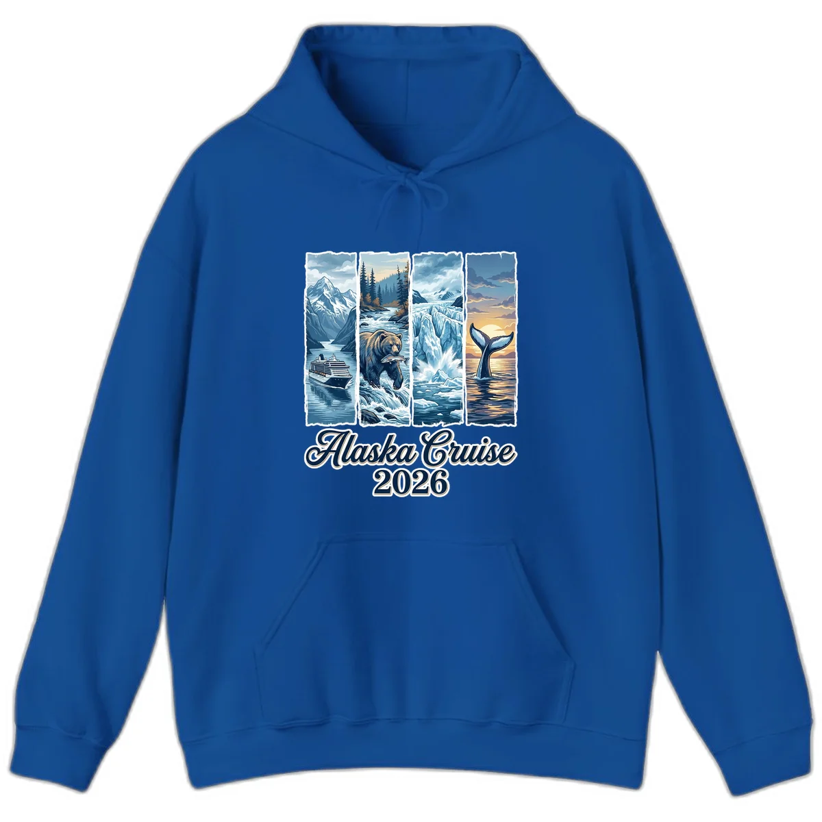 Alaska Cruise 2026 Scenic Adventure Collage Hoodie in Royal
