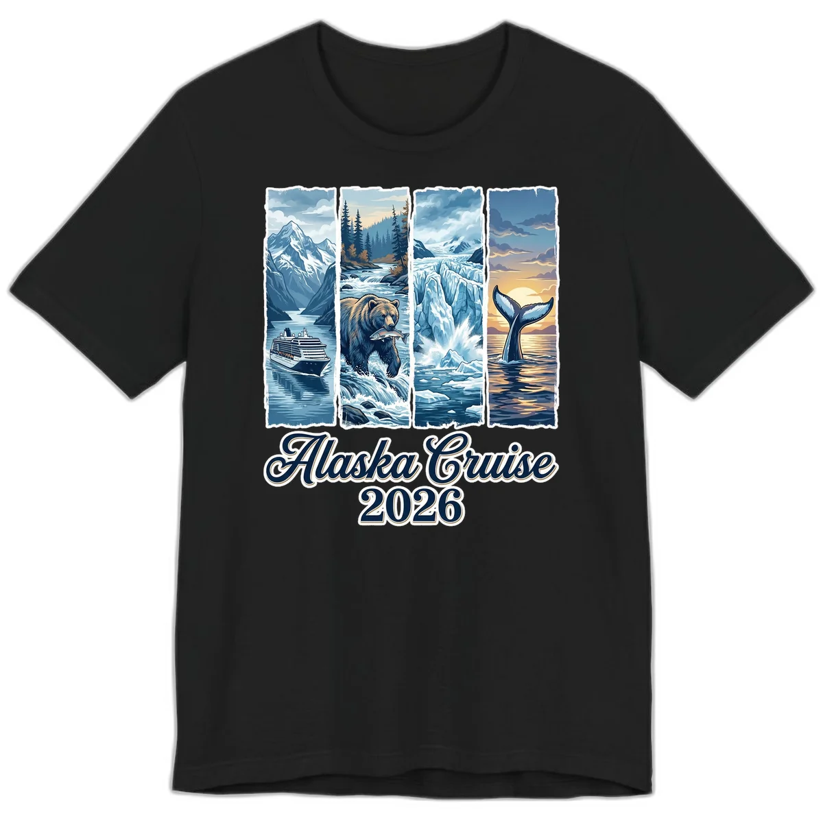 Alaska Cruise 2026 Scenic Adventure Collage Premium T-Shirt in Black