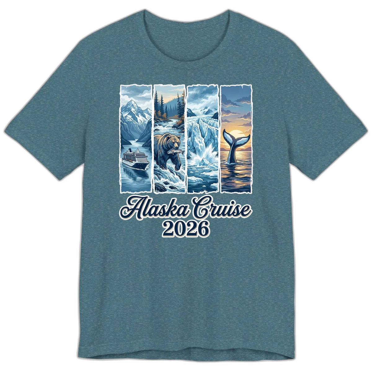 Alaska Cruise 2026 Scenic Adventure Collage Premium T-Shirt in Heather Deep Teal