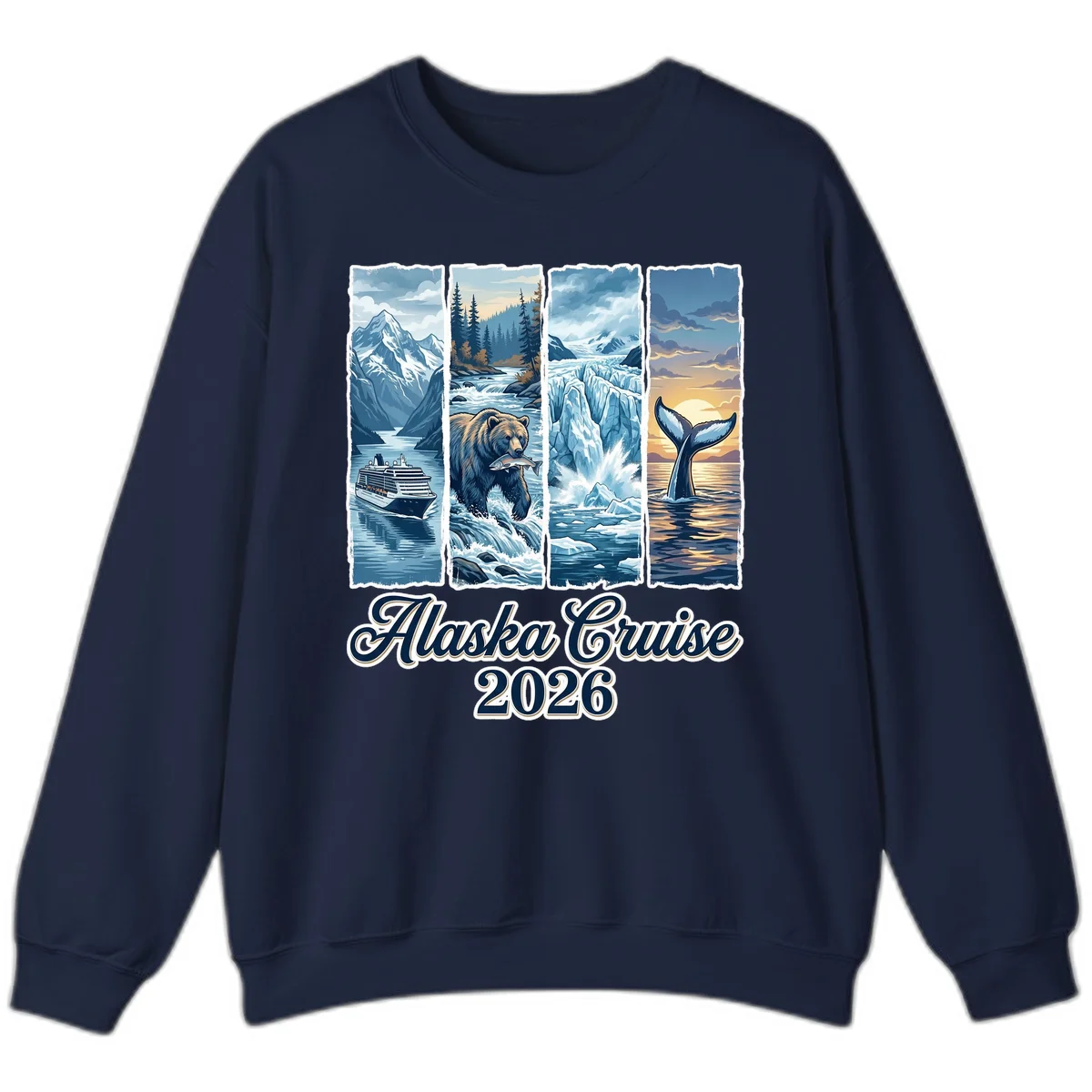 Alaska Cruise 2026 Scenic Adventure Collage Sweatshirt in Navy