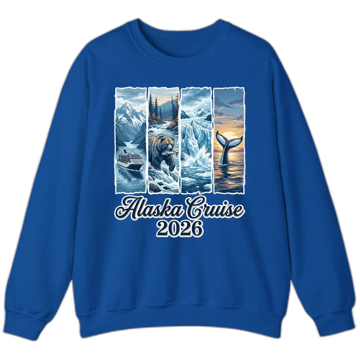 Alaska Cruise 2026 Scenic Adventure Collage Sweatshirt in Royal