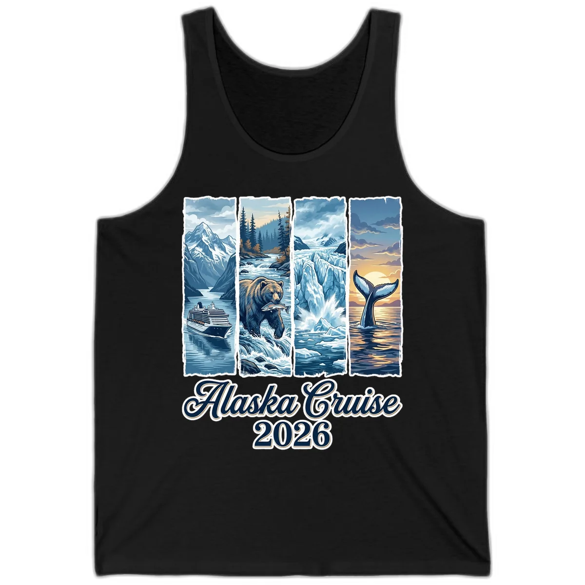 Alaska Cruise 2026 Scenic Adventure Collage Tank Top in Black