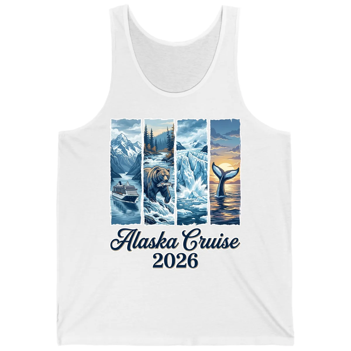 Alaska Cruise 2026 Scenic Adventure Collage Tank Top in White