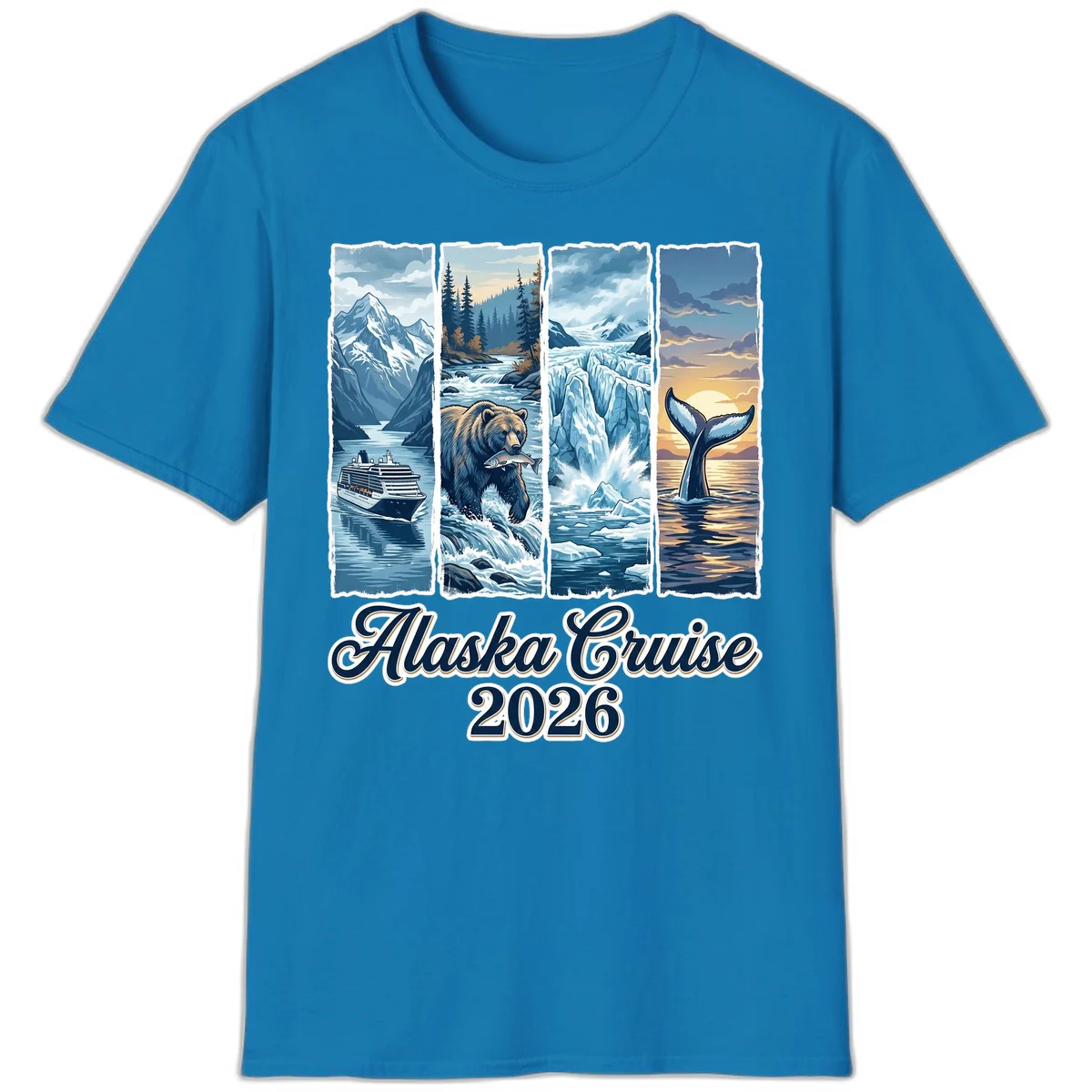 Alaska Cruise 2026 Scenic Adventure Collage T-Shirt in Sapphire