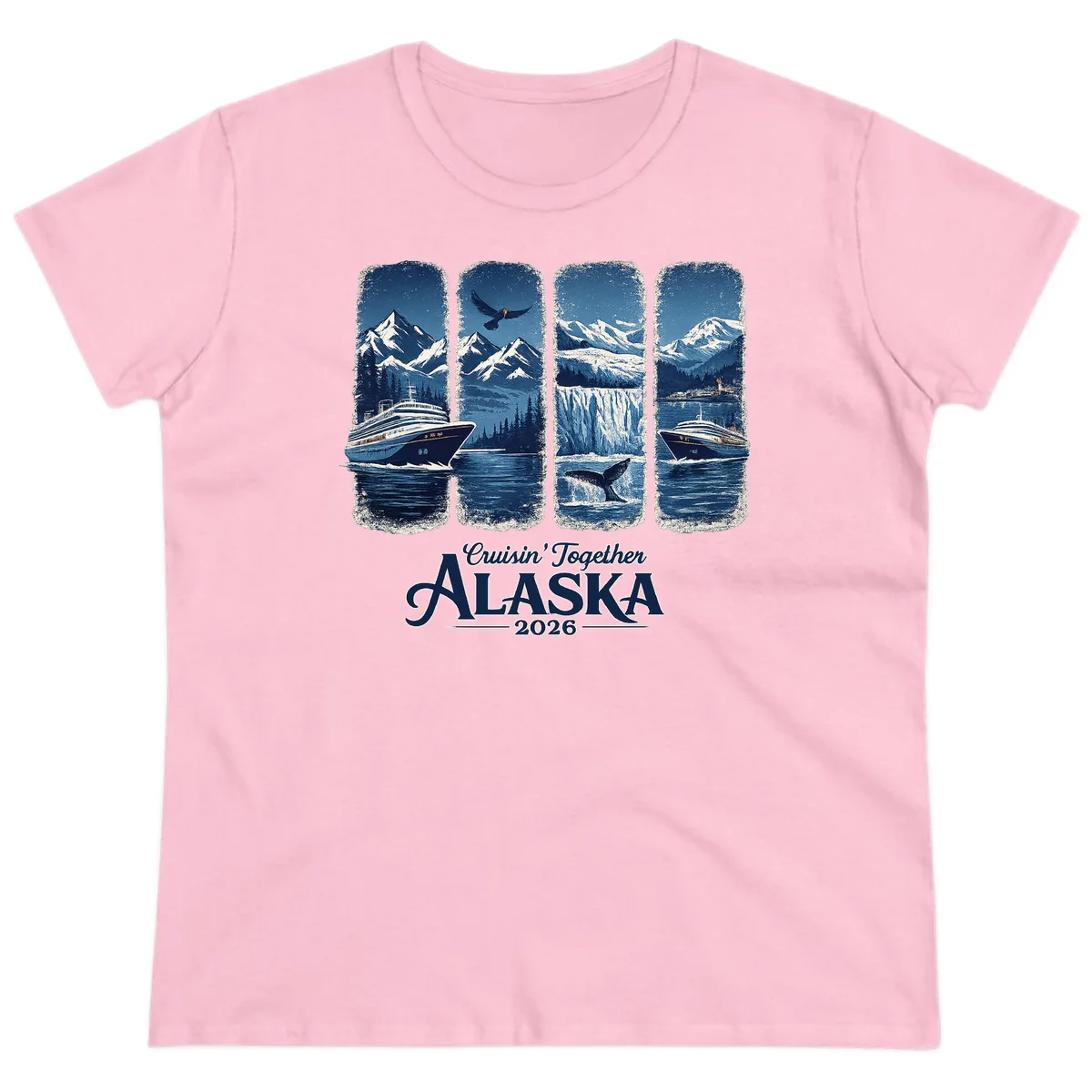 Alaskan Cruise Together Scenic Views 2026 Ladies Tee in Light Pink
