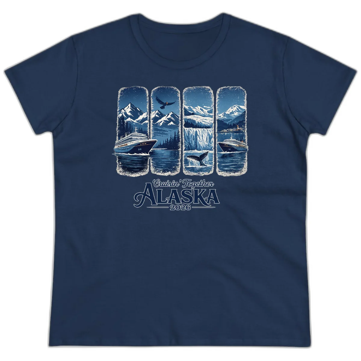Alaskan Cruise Together Scenic Views 2026 Ladies Tee in Navy