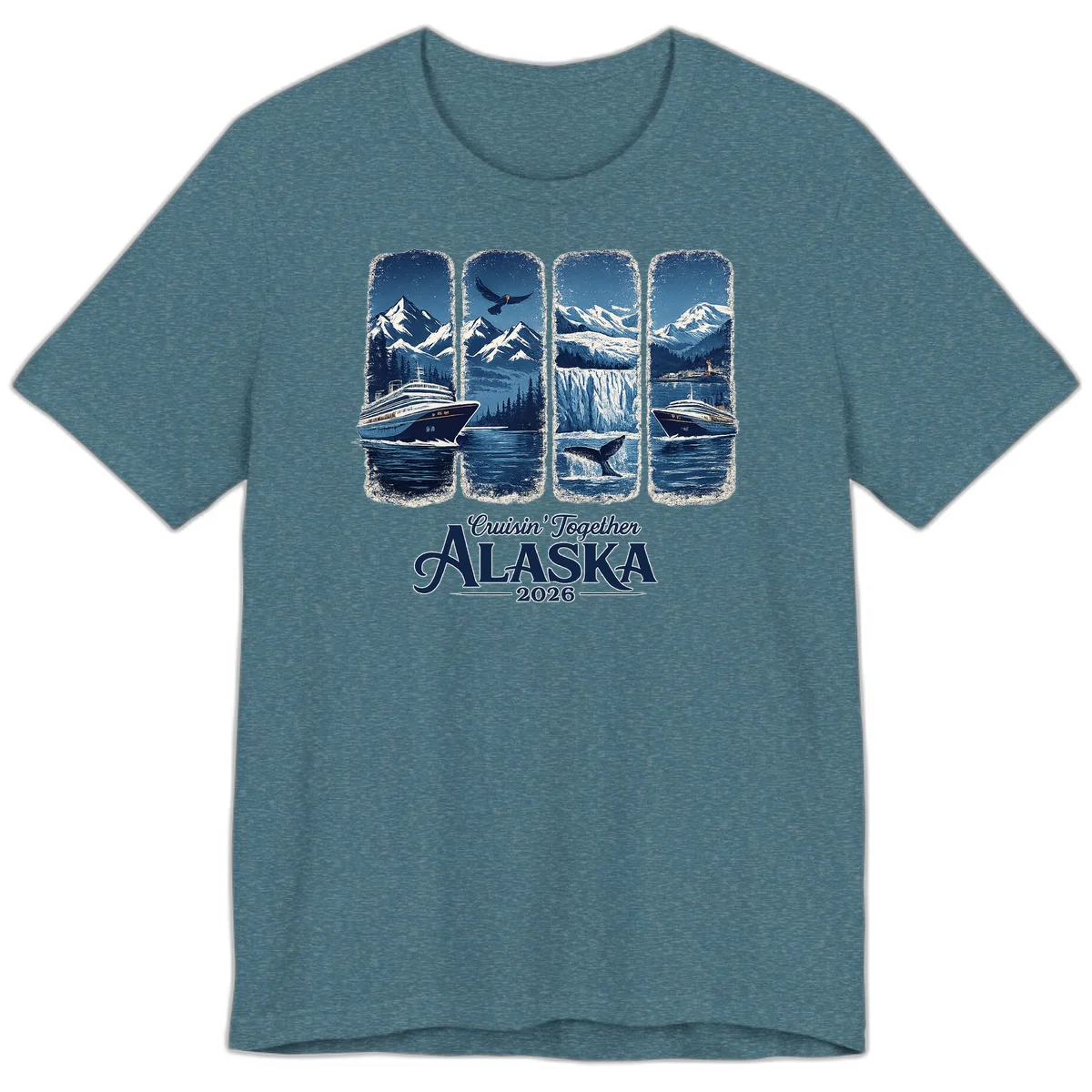 Alaskan Cruise Together Scenic Views 2026 Premium T-Shirt in Heather Deep Teal