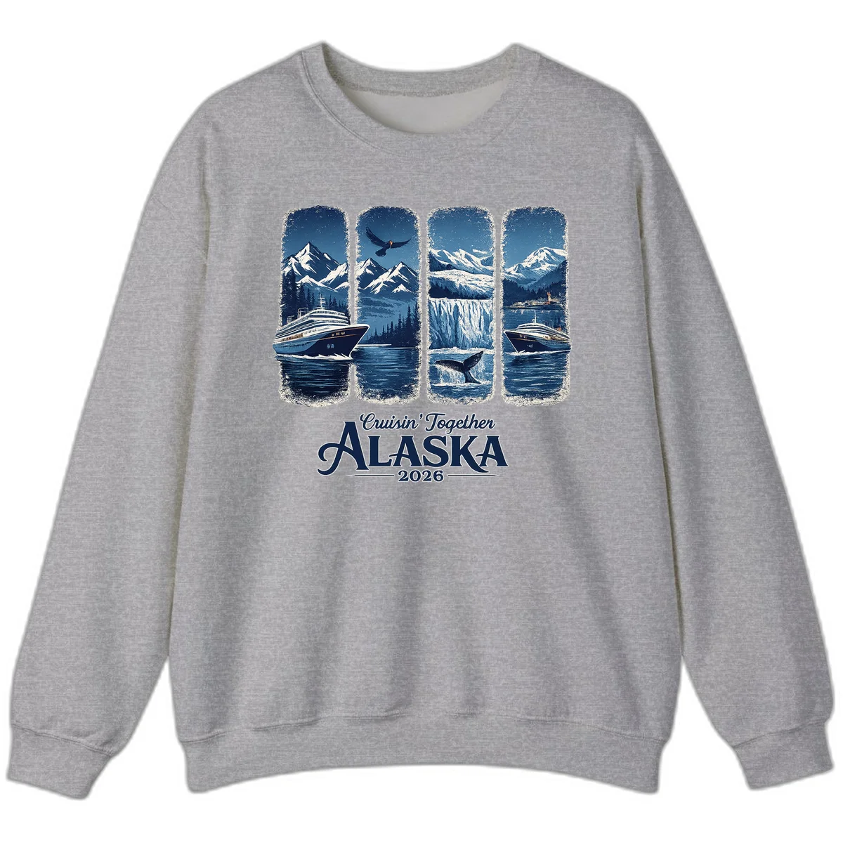 Alaskan Cruise Together Scenic Views 2026 Sweatshirt in Sport Grey
