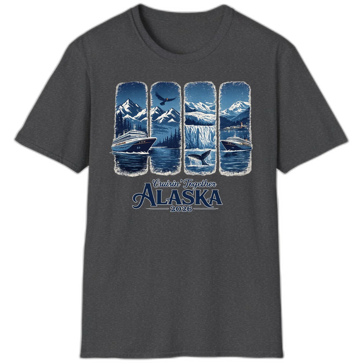 Alaskan Cruise Together Scenic Views 2026 T-Shirt in Dark Heather