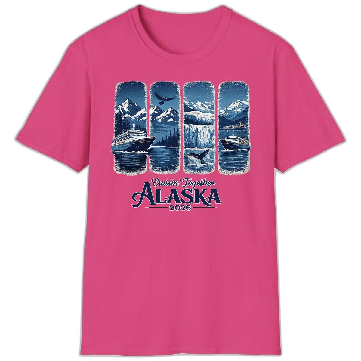 Alaskan Cruise Together Scenic Views 2026 T-Shirt in Heliconia