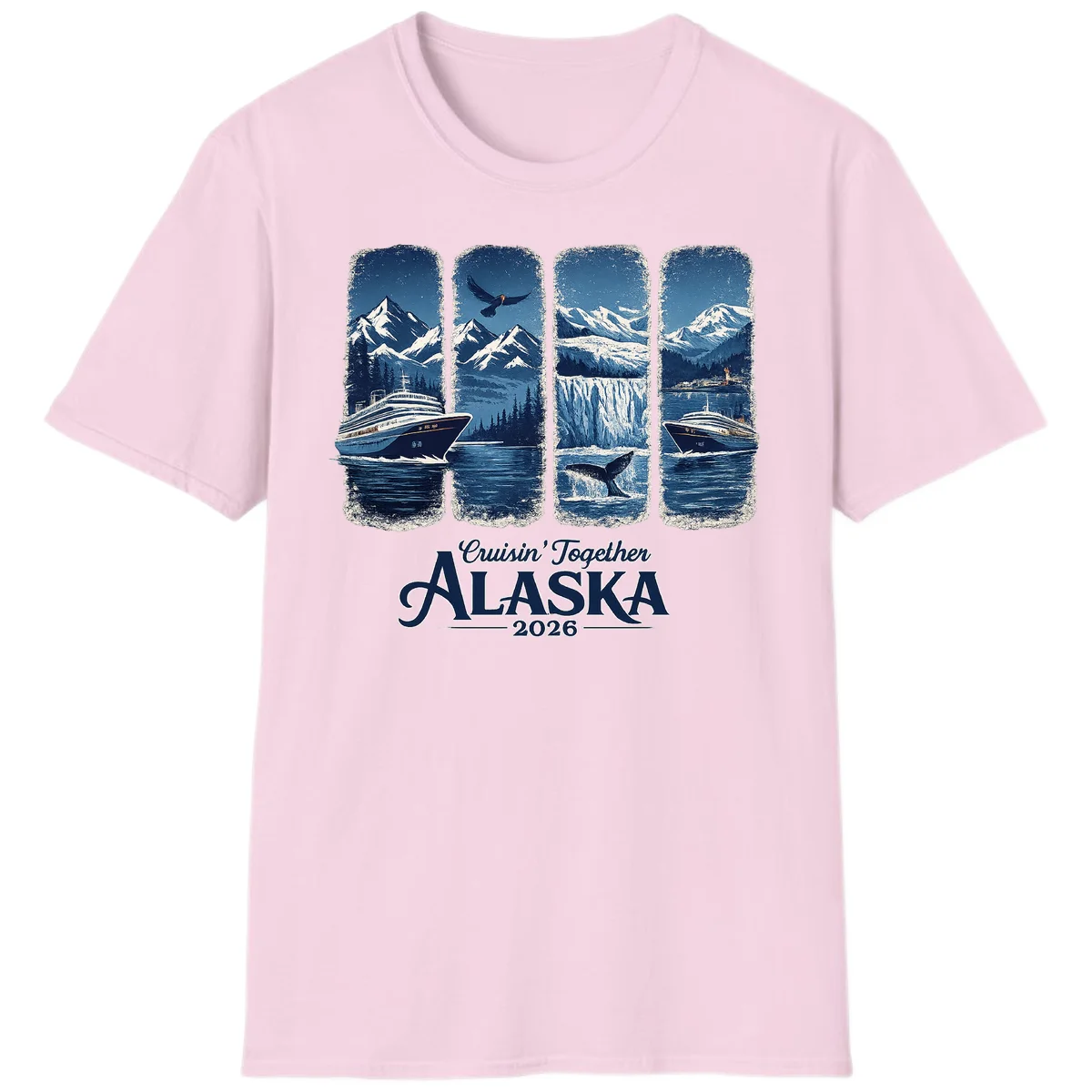 Alaskan Cruise Together Scenic Views 2026 T-Shirt in Light Pink