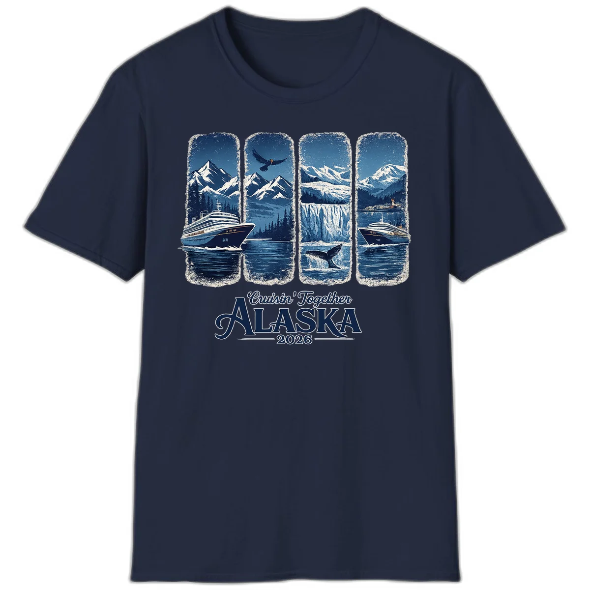 Alaskan Cruise Together Scenic Views 2026 T-Shirt in Navy