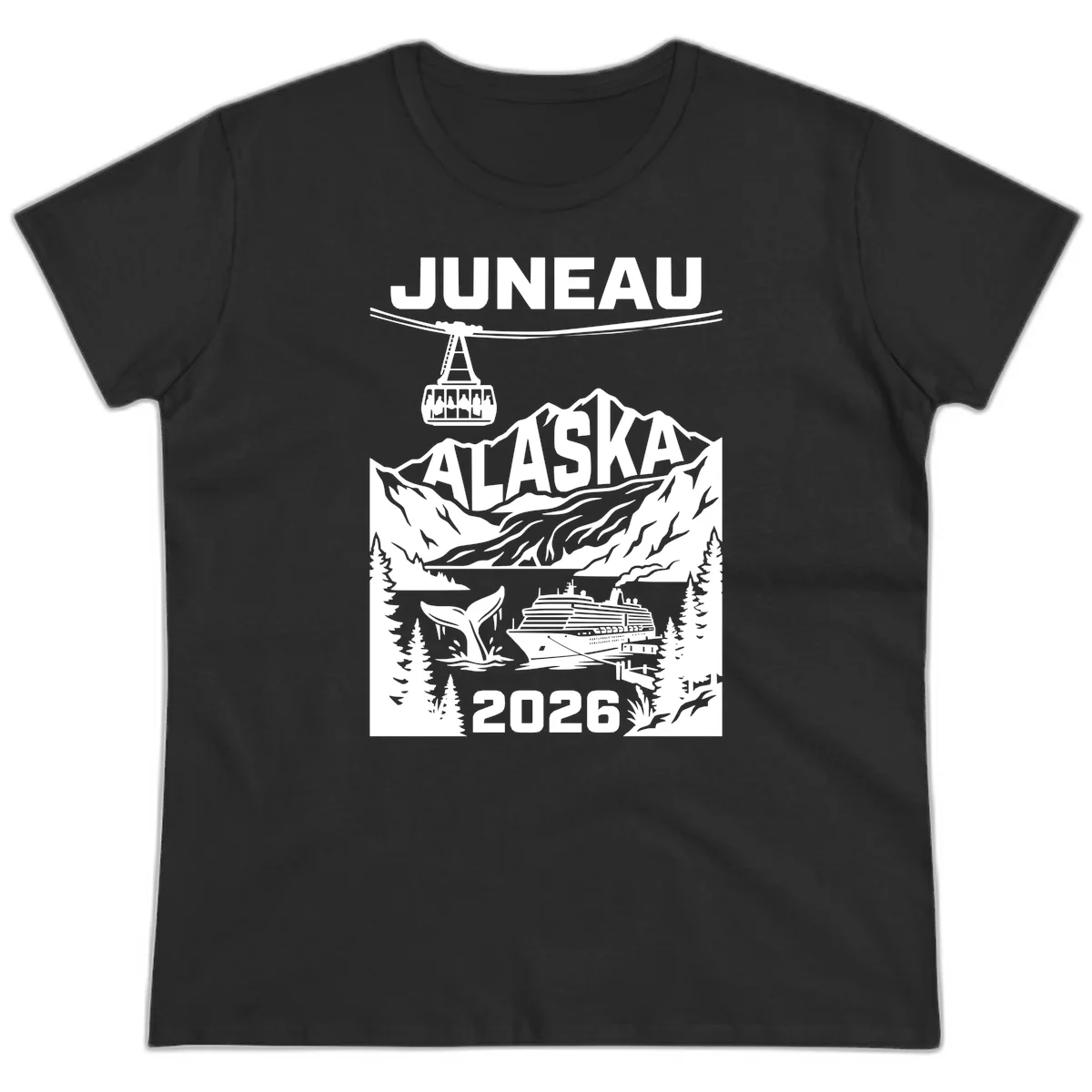 Alaska Cruise Adventure Ladies Tee in Black