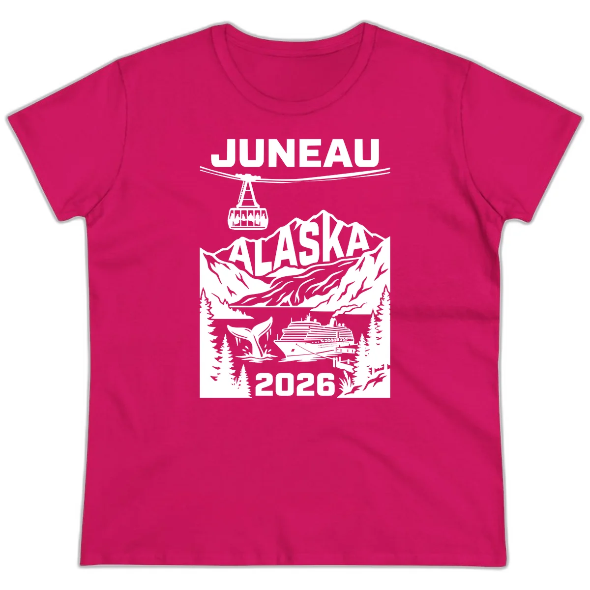 Alaska Cruise Adventure Ladies Tee in Heliconia