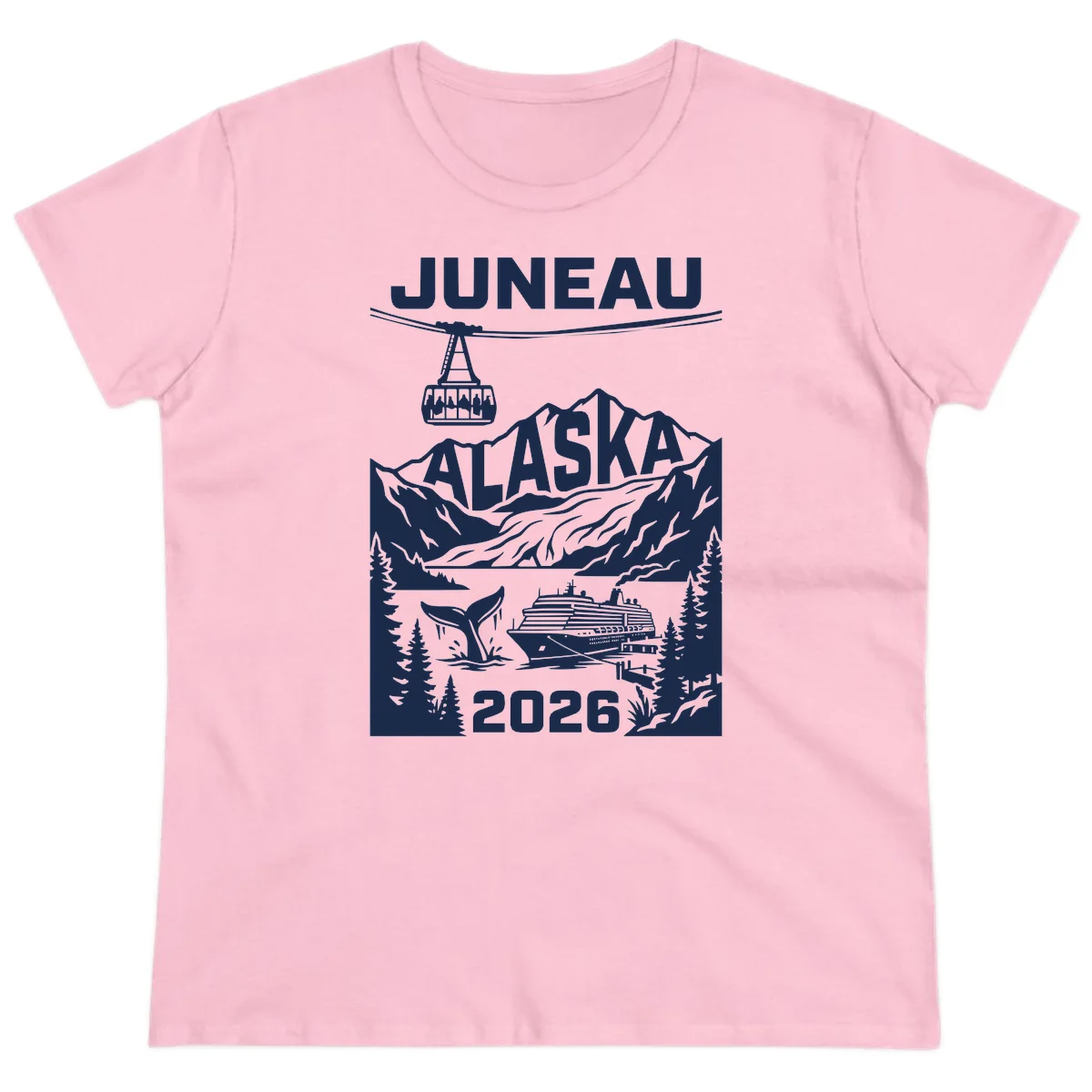 Alaska Cruise Adventure Ladies Tee in Light Pink