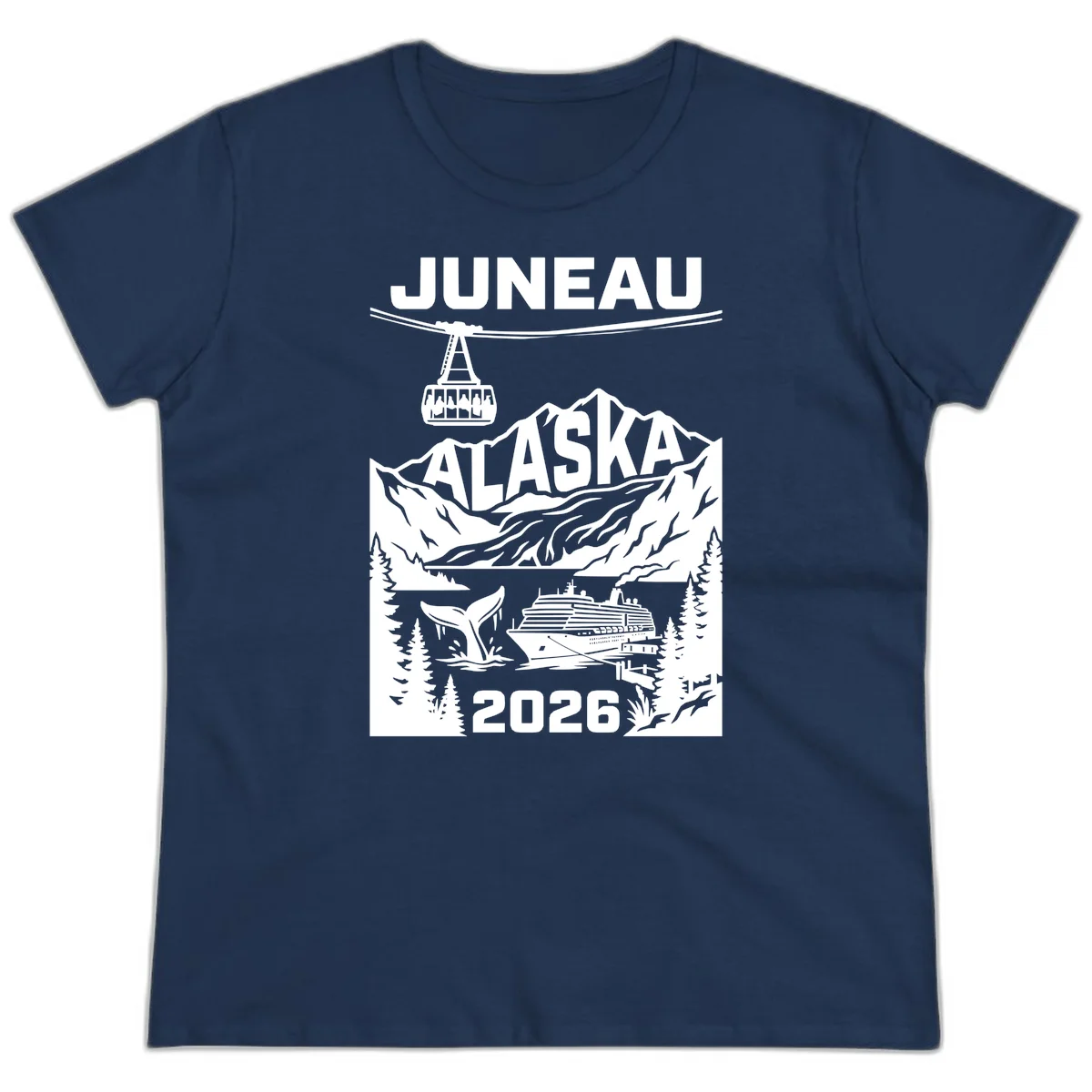 Alaska Cruise Adventure Ladies Tee in Navy