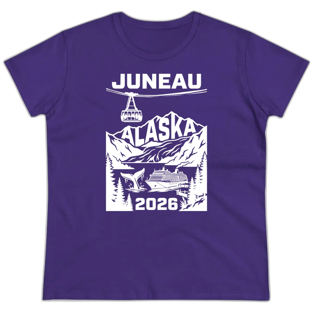 Alaska Cruise Adventure Ladies Tee in Purple