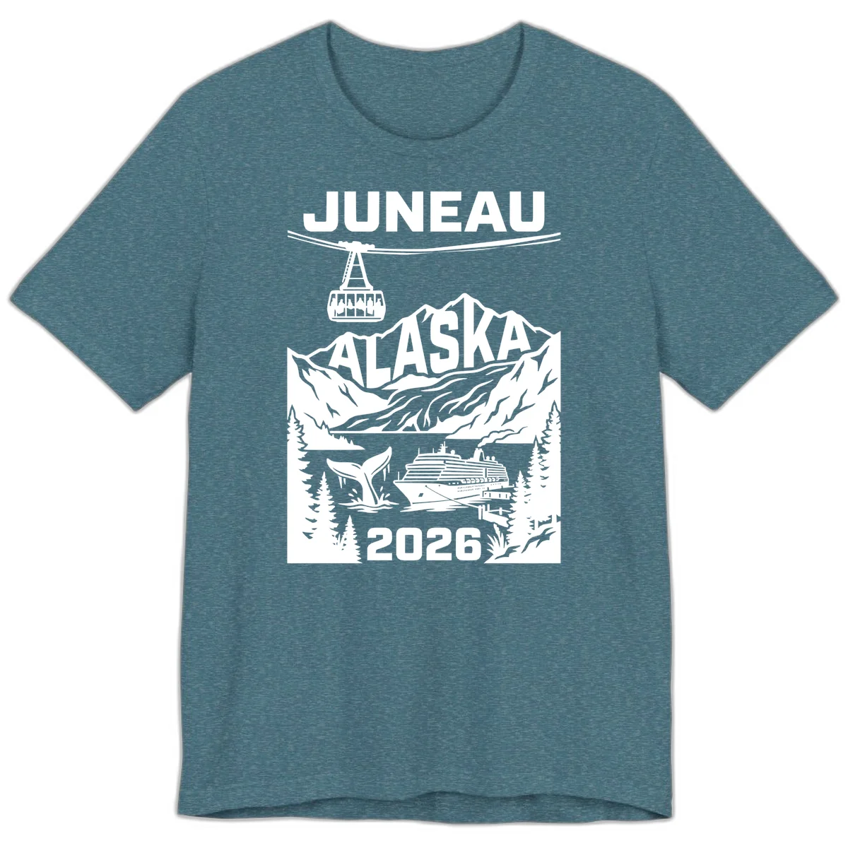 Alaska Cruise Adventure Premium Tee in Heather Deep Teal