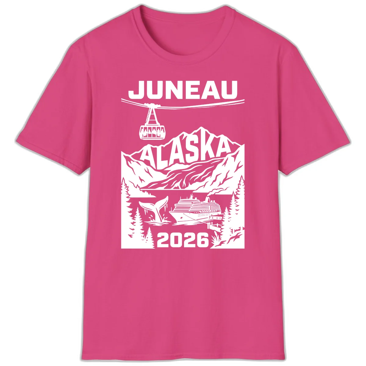 Alaska Cruise Adventure T-Shirt in Heliconia