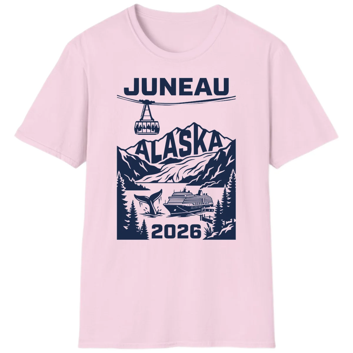 Alaska Cruise Adventure T-Shirt in Light Pink