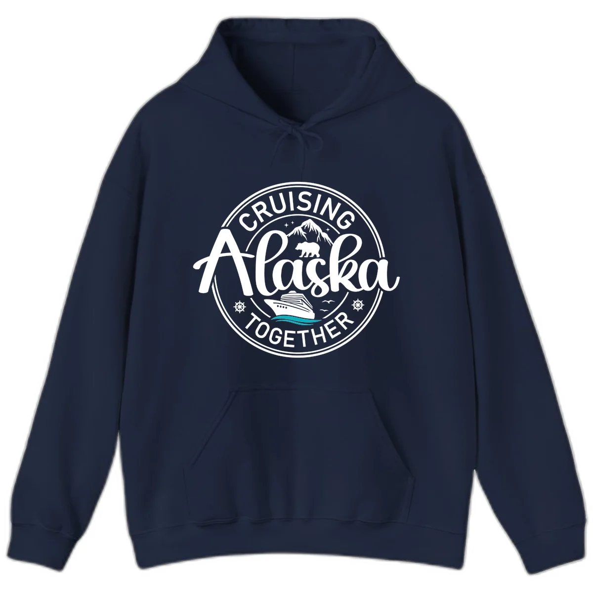 Cruisin' Alaska Together Scenic Badge Hoodie in Navy