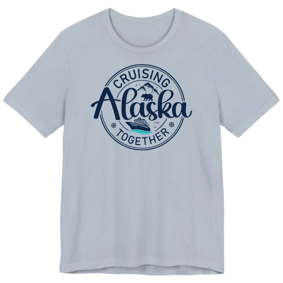 Cruisin' Alaska Together Scenic Badge Premium T-Shirt in Light Blue