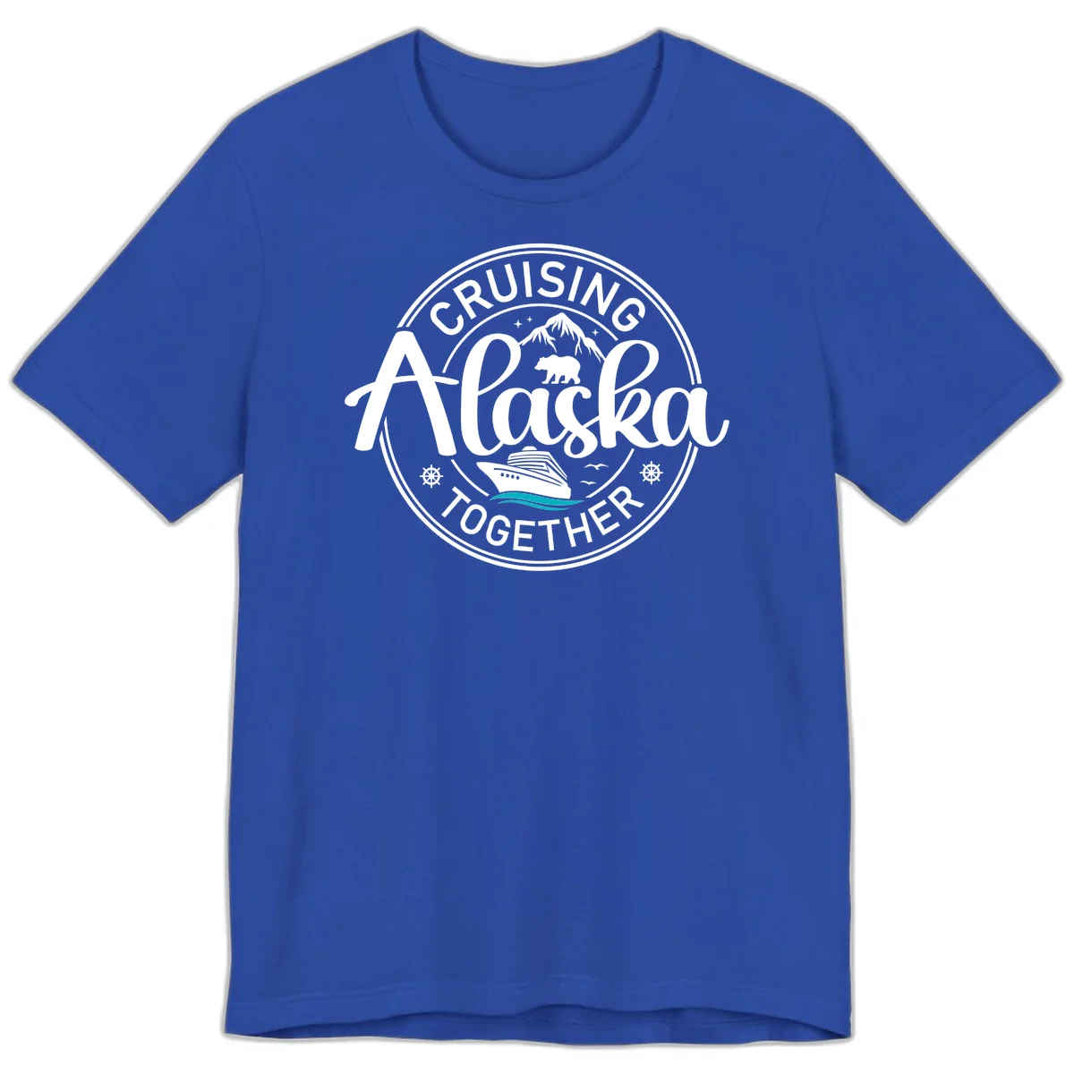 Cruisin' Alaska Together Scenic Badge Premium T-Shirt in True Royal