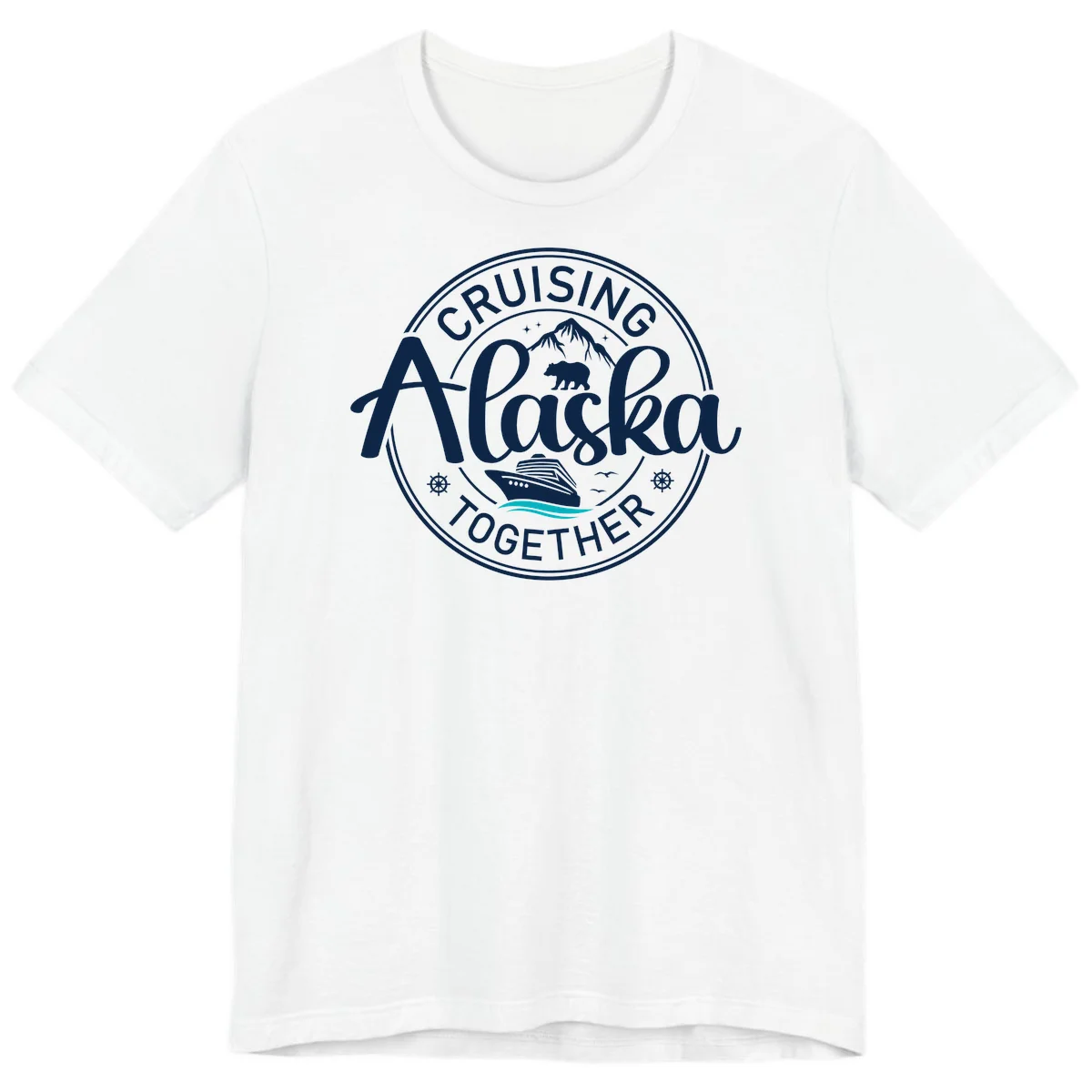 Cruisin' Alaska Together Scenic Badge Premium T-Shirt in White