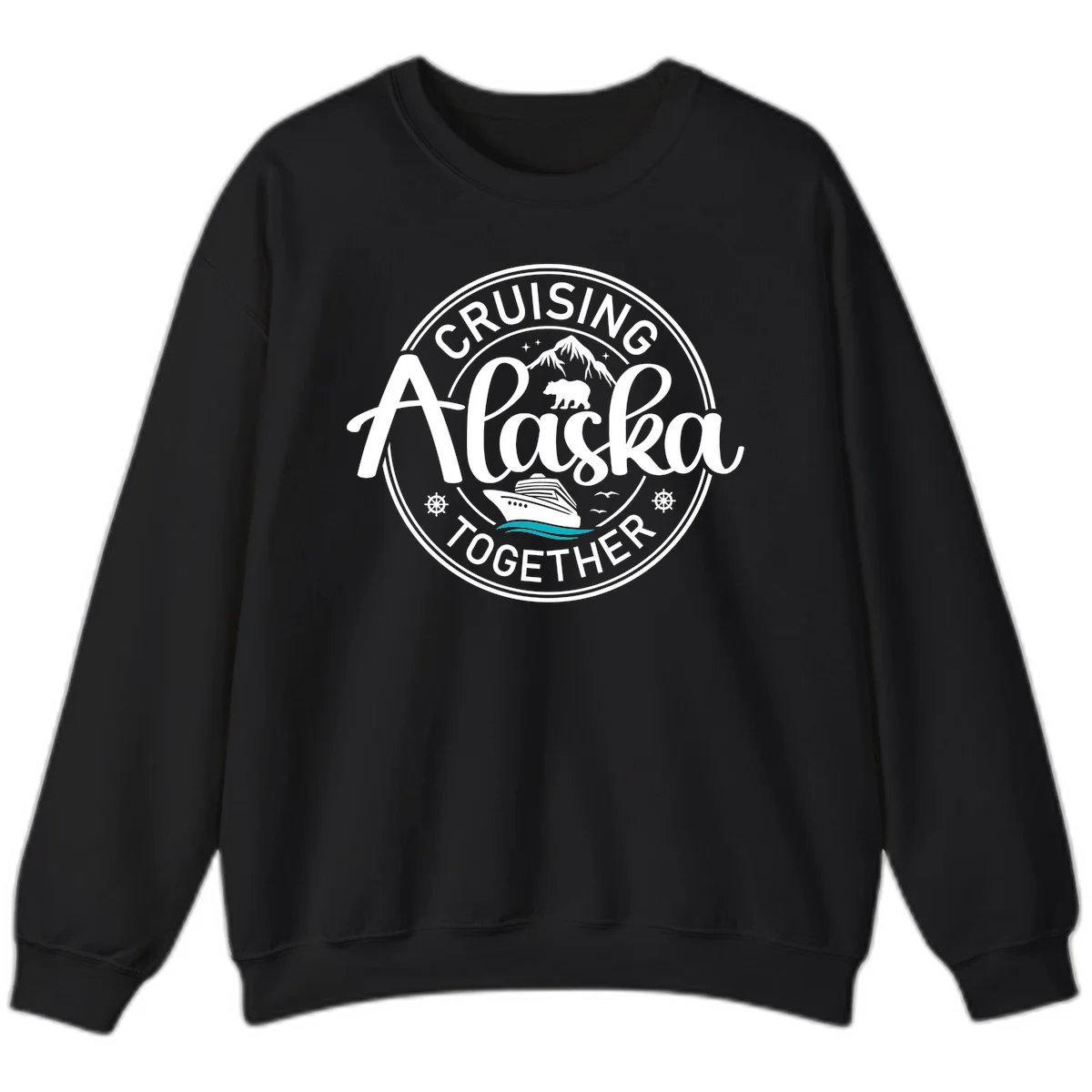Cruisin' Alaska Together Scenic Badge Sweatshirt in Black