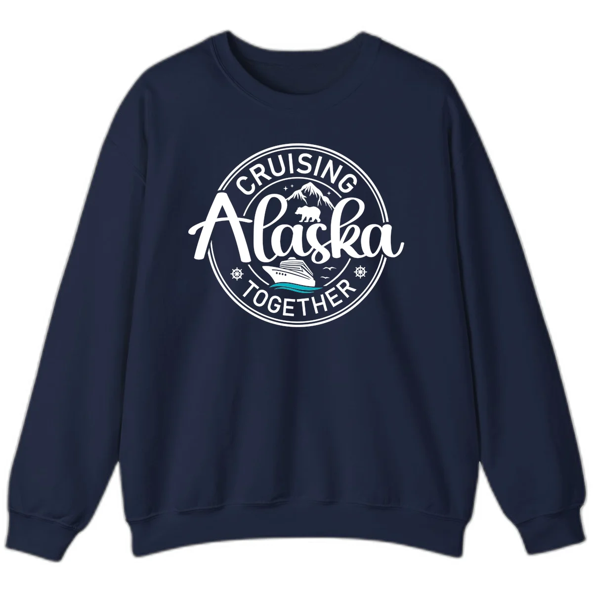 Cruisin' Alaska Together Scenic Badge Sweatshirt in Navy