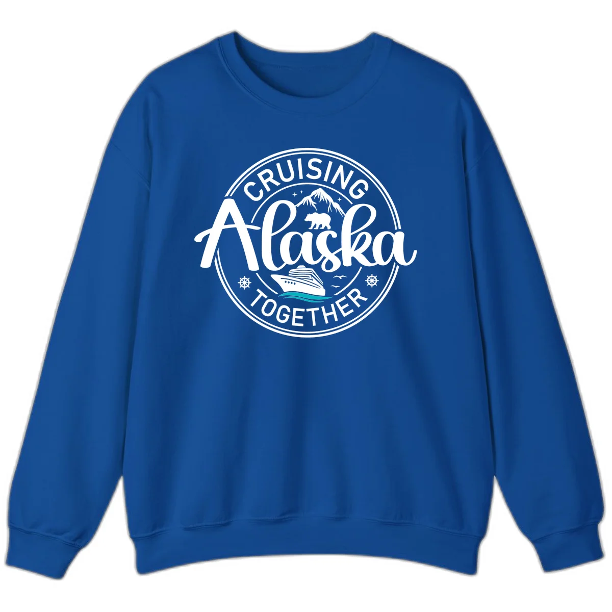 Cruisin' Alaska Together Scenic Badge Sweatshirt in Royal