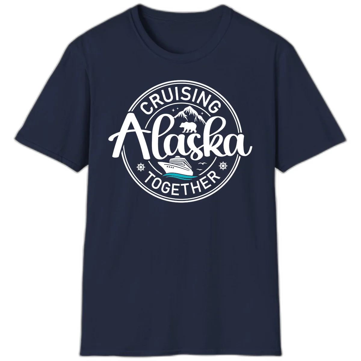 Cruisin' Alaska Together Scenic Badge T-Shirt in Navy