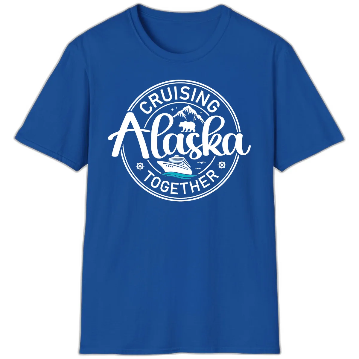 Cruisin' Alaska Together Scenic Badge T-Shirt in Royal