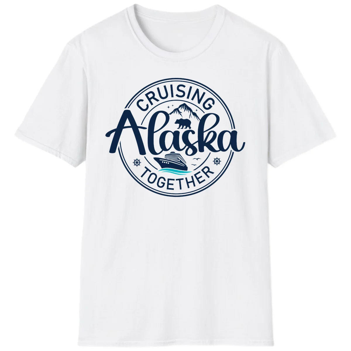 Cruisin' Alaska Together Scenic Badge T-Shirt in White