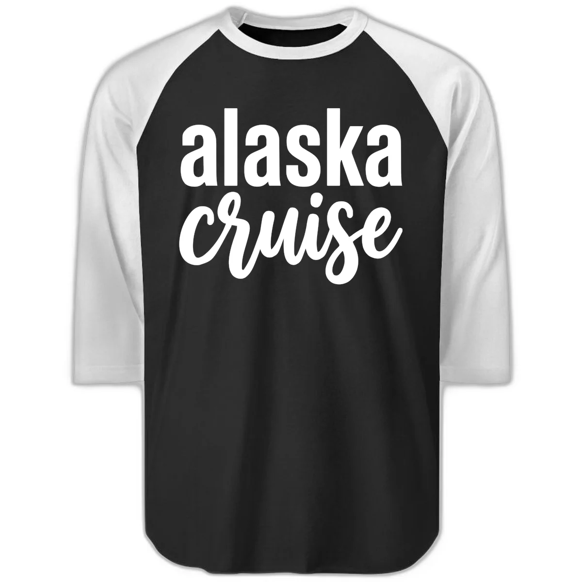 Alaska Cruise Adventure Raglan 3/4 in Black White