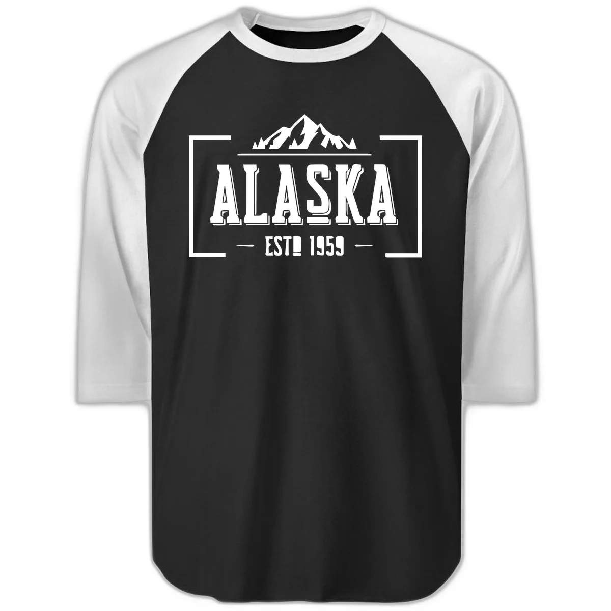 Alaska Cruise Design Raglan 3/4 Sleeve in Black White