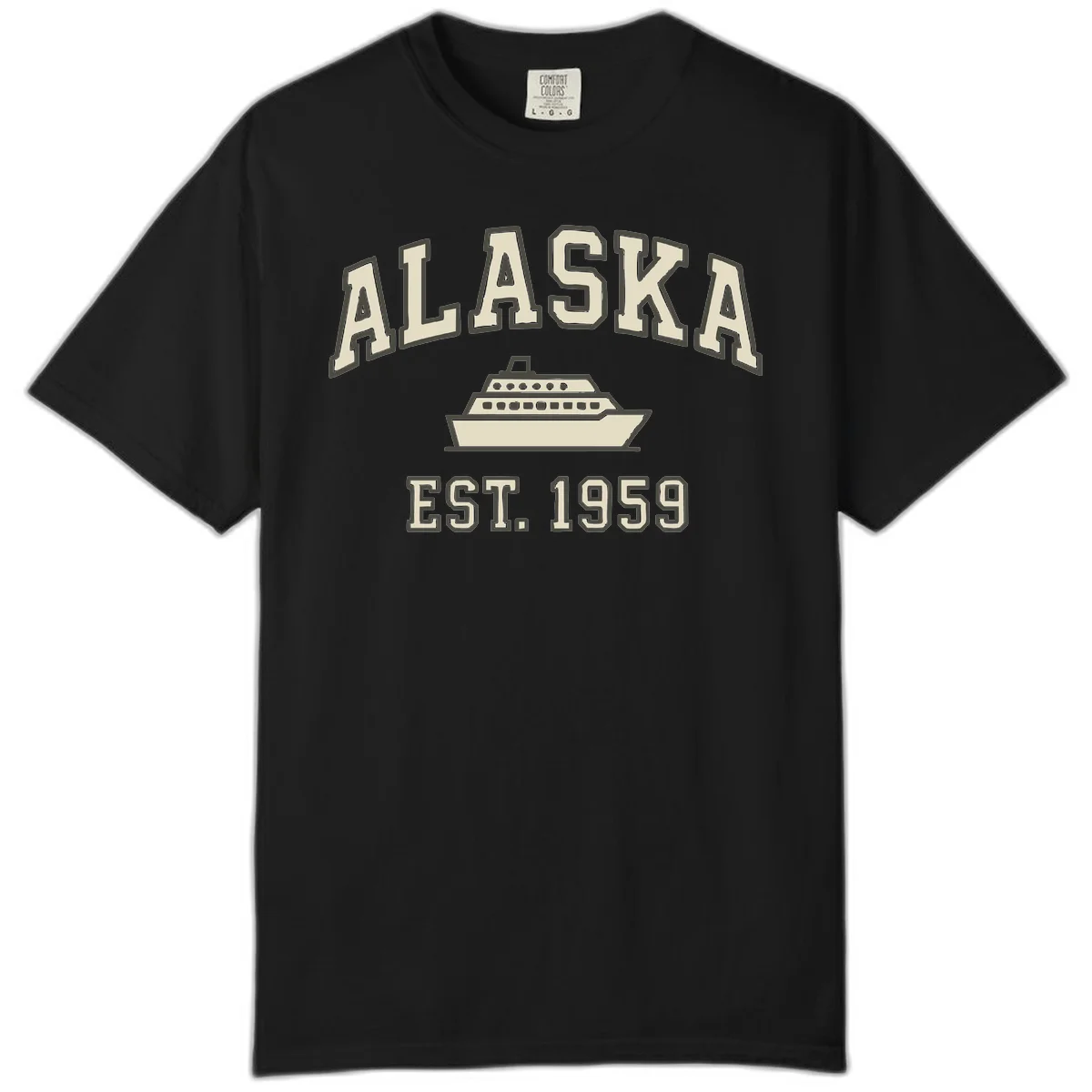 Alaska Cruise Est 1959 Vintage Ship Comfort Color in Black