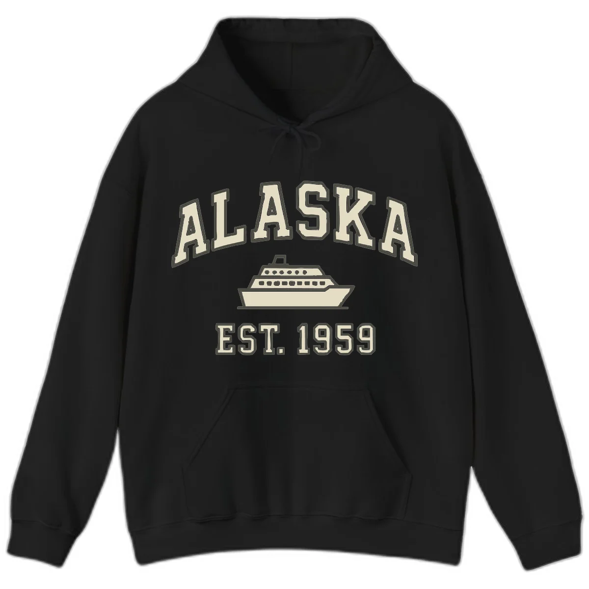 Alaska Cruise Est 1959 Vintage Ship Hoodie in Black