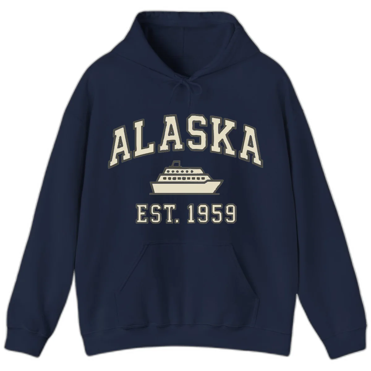 Alaska Cruise Est 1959 Vintage Ship Hoodie in Navy