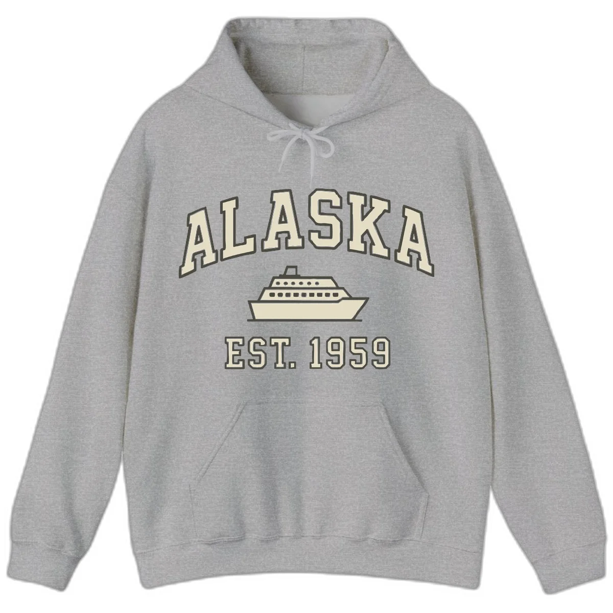 Alaska Cruise Est 1959 Vintage Ship Hoodie in Sport Grey