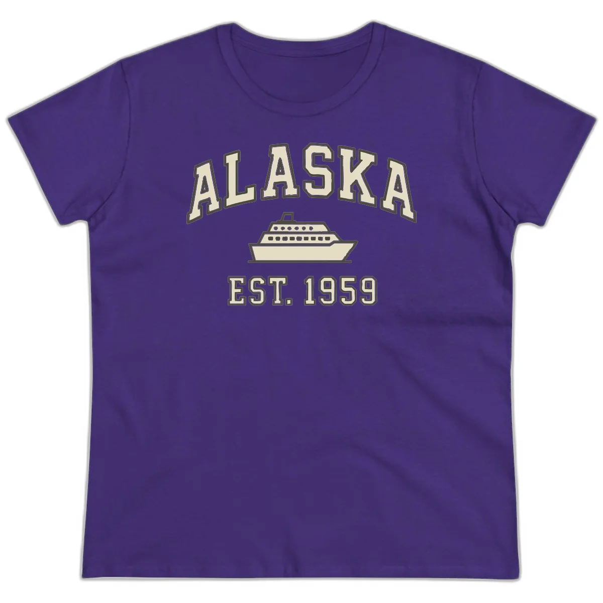 Alaska Cruise Est 1959 Vintage Ship Ladies Tee in Purple