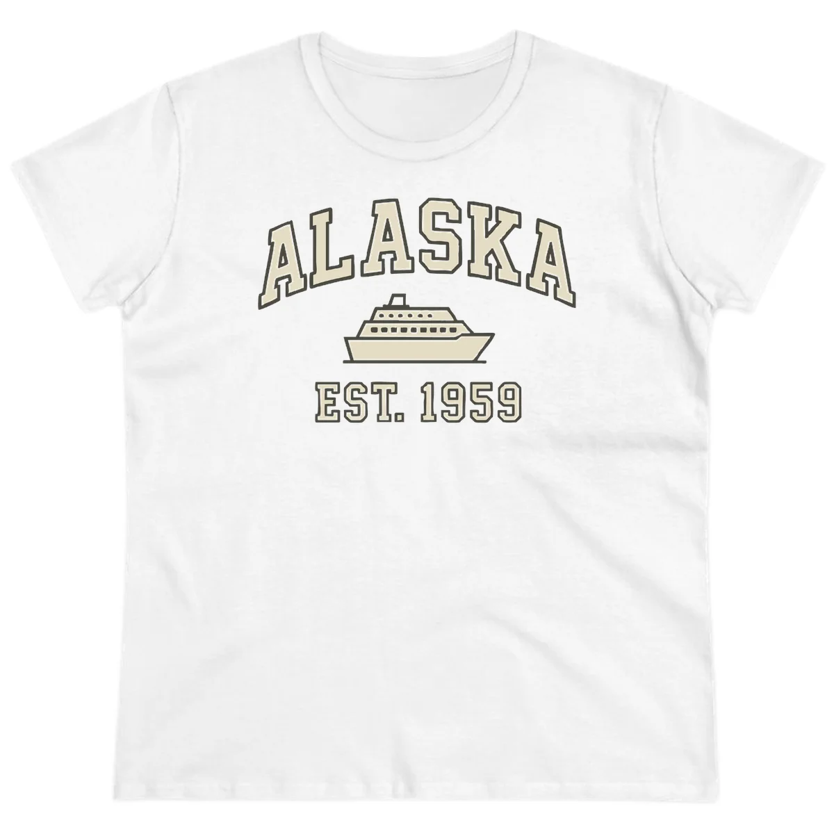 Alaska Cruise Est 1959 Vintage Ship Ladies Tee in White