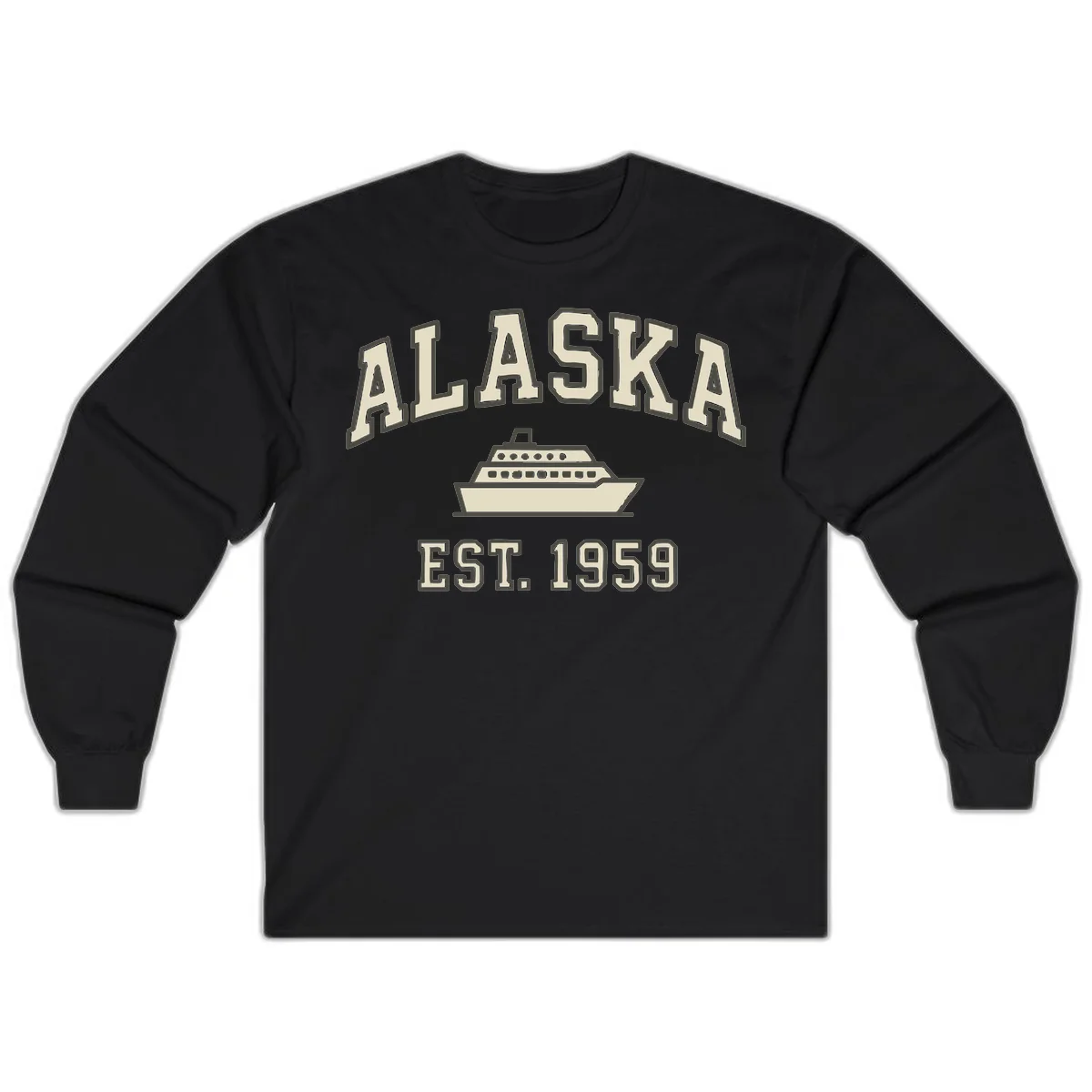 Alaska Cruise Est 1959 Vintage Ship Long Sleeve in Black