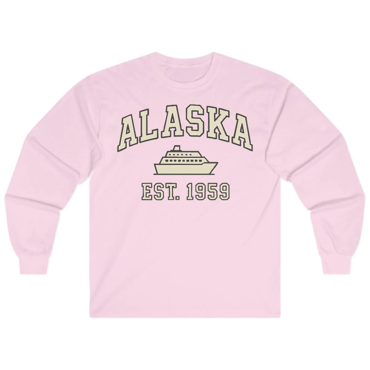 Alaska Cruise Est 1959 Vintage Ship Long Sleeve in Light Pink