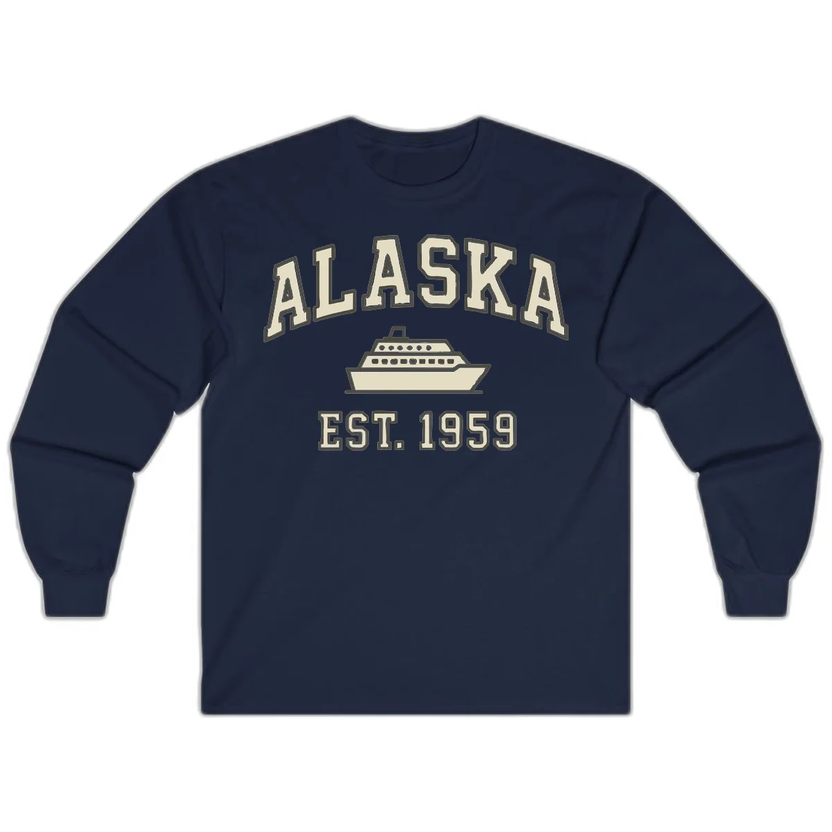 Alaska Cruise Est 1959 Vintage Ship Long Sleeve in Navy