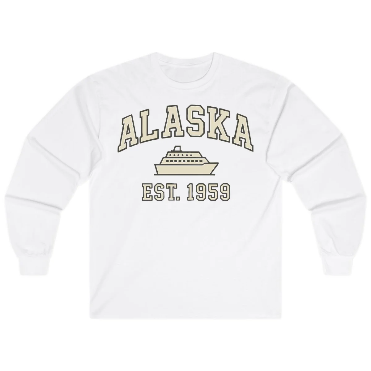 Alaska Cruise Est 1959 Vintage Ship Long Sleeve in White