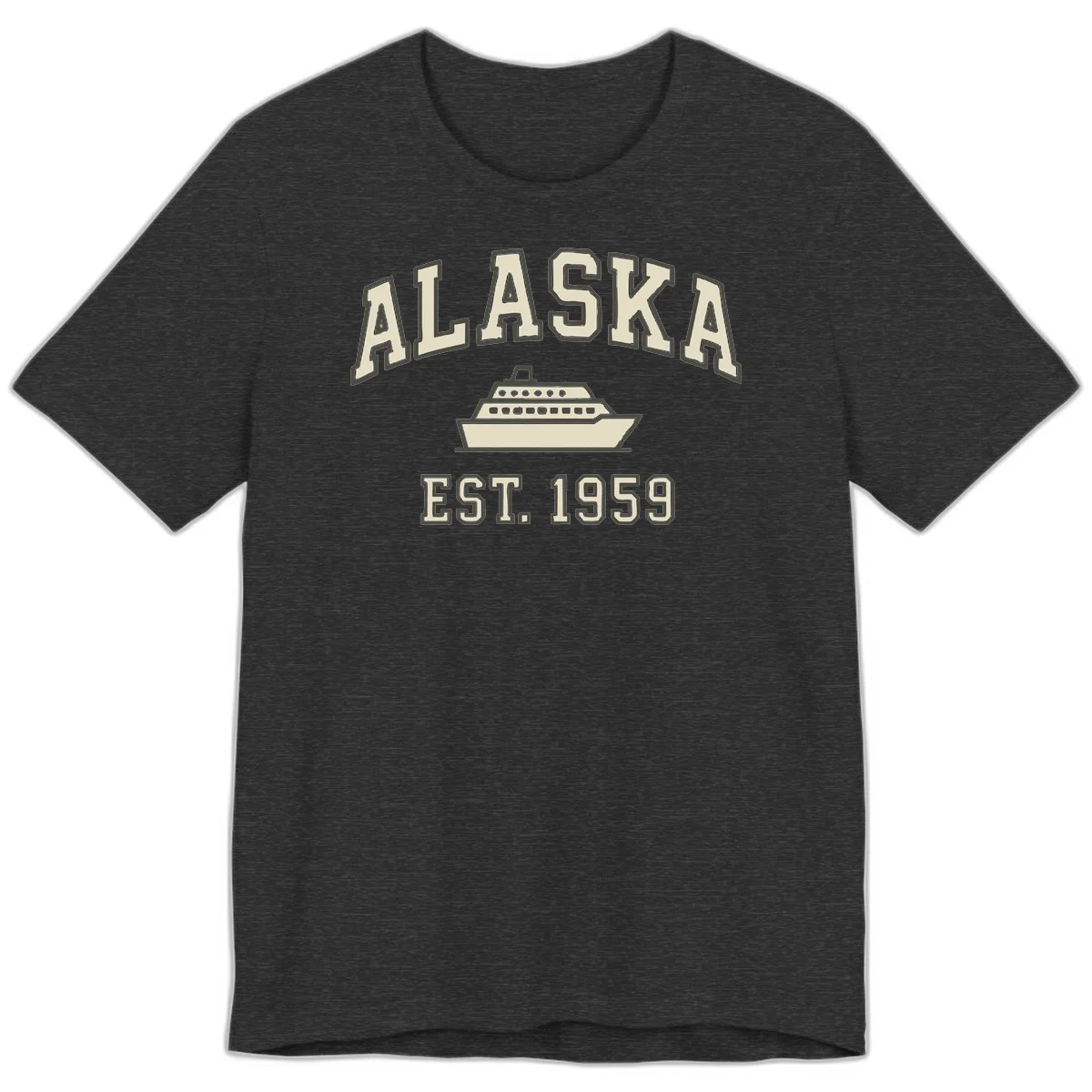 Alaska Cruise Est 1959 Vintage Ship Premium Tee in Dark Grey Heather