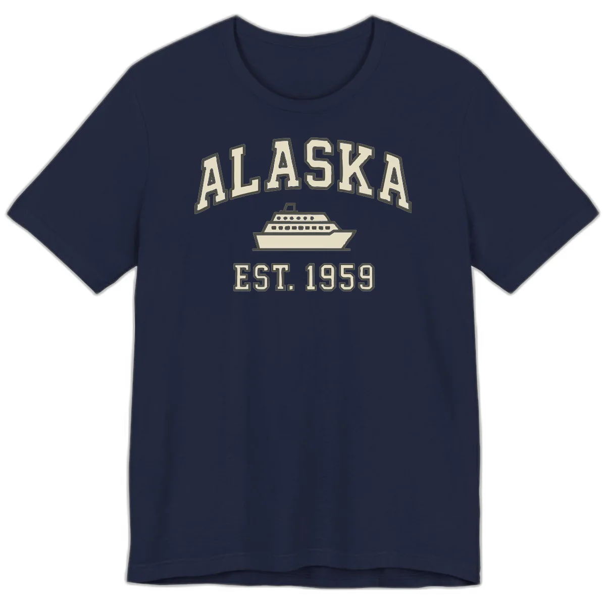 Alaska Cruise Est 1959 Vintage Ship Premium Tee in Navy