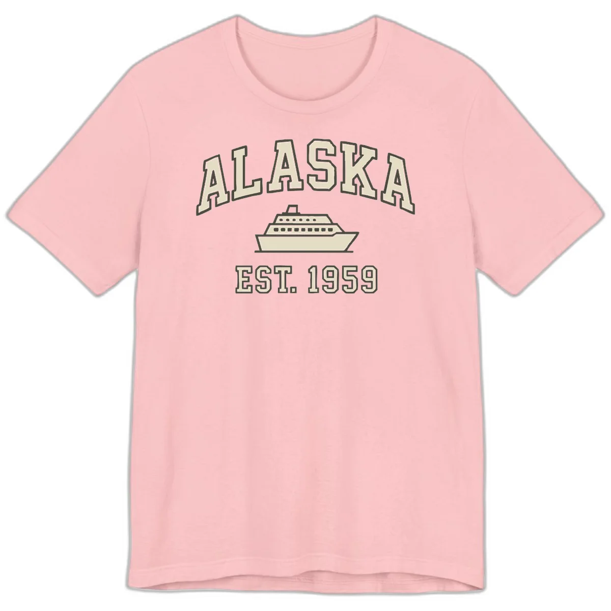 Alaska Cruise Est 1959 Vintage Ship Premium Tee in Pink